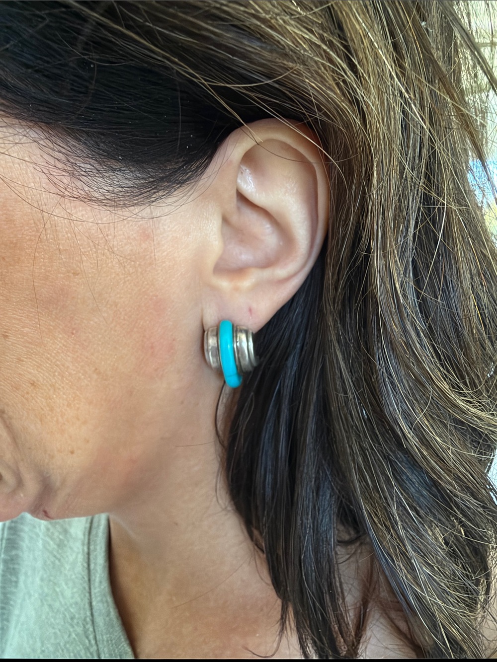 Zuni Turquoise Hoop Earrings Vintage